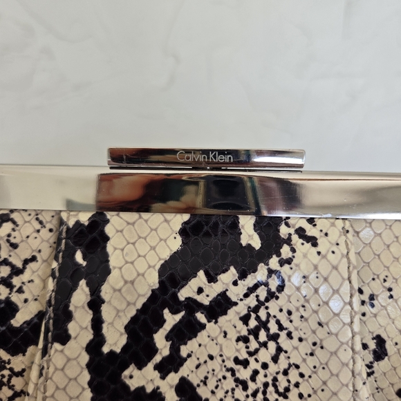 Calvin Klein Snakeskin Python Latch Clutch Bag - Picture 3 of 9